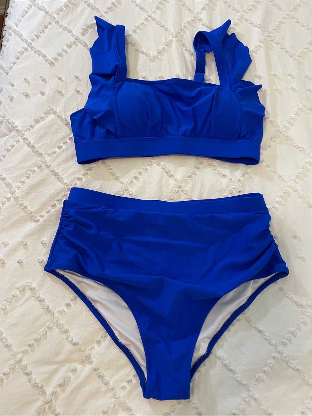 Royal Blue Ruffle Strap Two-Piece Swim Set nwot